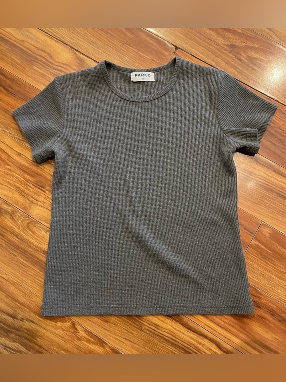 Parke Rib-knit Tshirt in Stormy